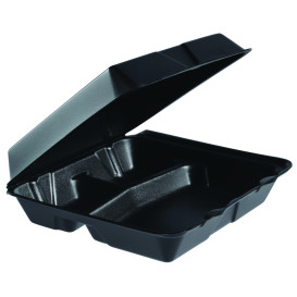 Foam Lunch Box 3 Compartments Black 2,40x2,35cm (200 Units)