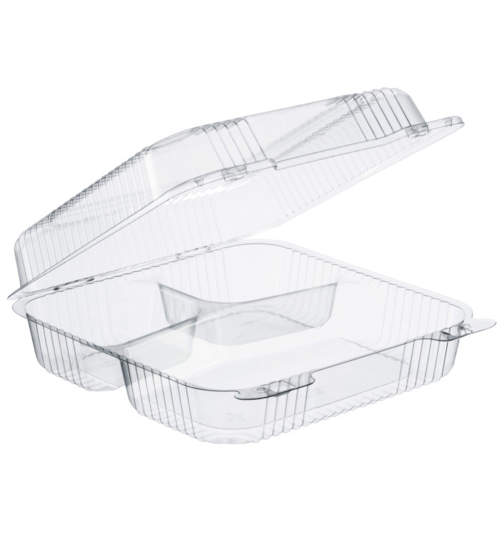 Plastic Hinged Deli Container OPS 3 Compartments "StayLock" Clear 1120ml (100 Units) Plastic Hinged Deli Container OPS 3 Compartments "StayLock" Clear 1120ml (100 Units)