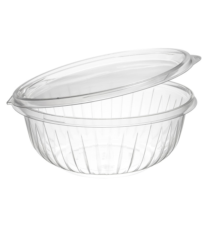 Plastic Hinged Salad Bowl PET "PresentaBowls" Flat 950ml (75 Units) Plastic Hinged Salad Bowl PET "PresentaBowls" Flat 950ml (75 Units)