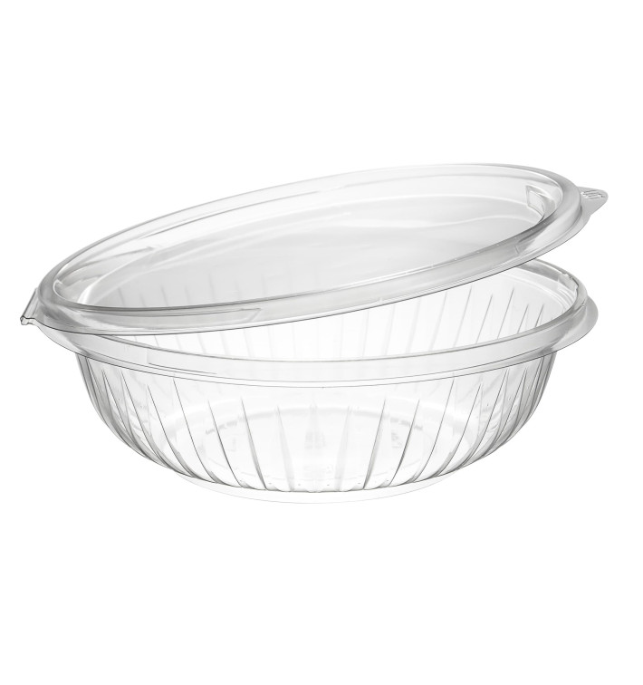 Plastic Hinged Salad Bowl PET "PresentaBowls" Flat 710ml (75 Units) Plastic Hinged Salad Bowl PET "PresentaBowls" Flat 710ml (75 Units)