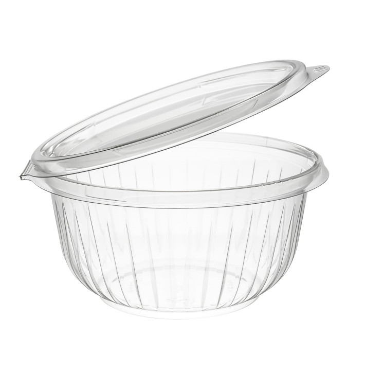 Plastic Hinged Salad Bowl PET "PresentaBowls" Flat 475ml (75 Units) Plastic Hinged Salad Bowl PET "PresentaBowls" Flat 475ml (75 Units)