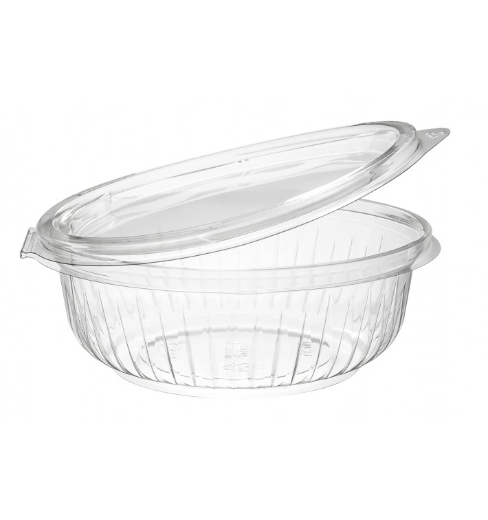Plastic Hinged Salad Bowl PET "PresentaBowls" Flat 360ml (300 Units)