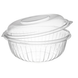 Plastic Hinged Salad Bowl PET "PresentaBowls" High Dome Lid 950ml (150 Units)