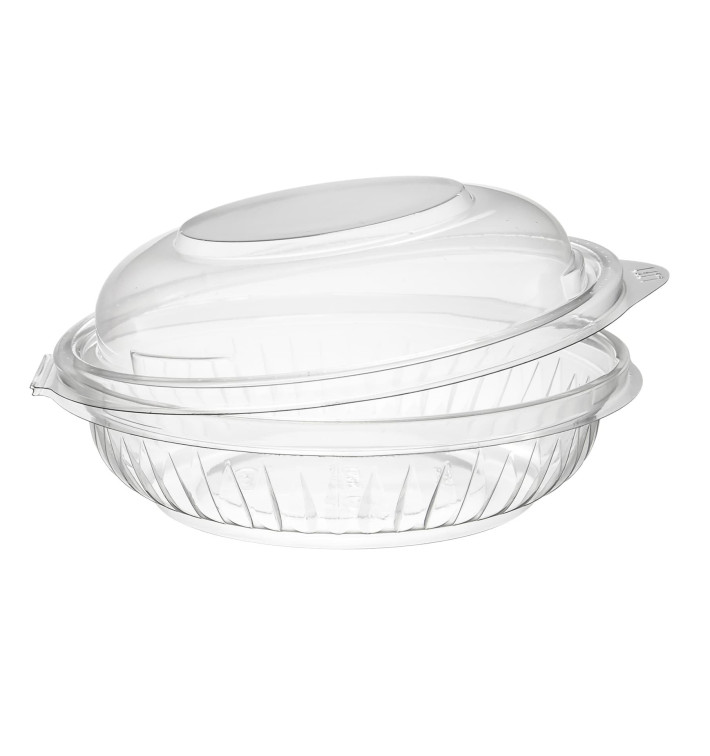 Plastic Hinged Salad Bowl PET "PresentaBowls" High Dome Lid 240ml (300 Units)