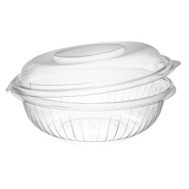 Plastic Hinged Salad Bowl PET "PresentaBowls" High Dome Lid 710ml (75 Units) 