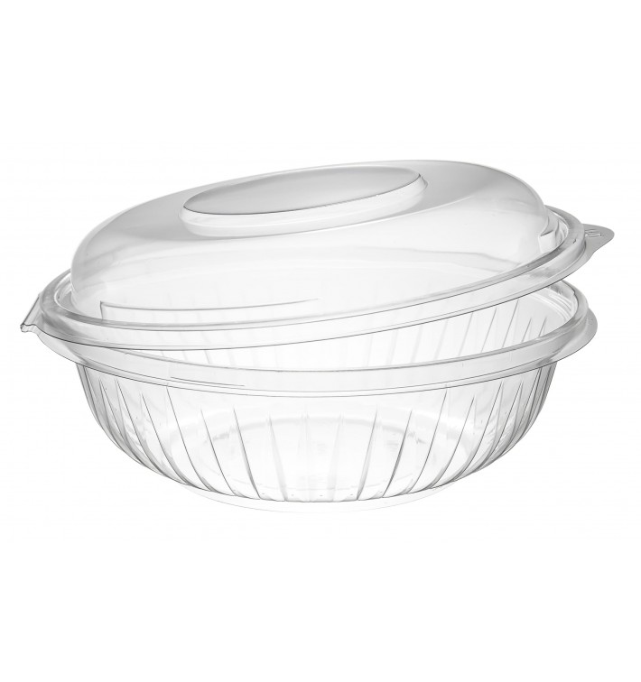 Plastic Hinged Salad Bowl PET "PresentaBowls" High Dome Lid 710ml (75 Units) 