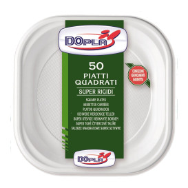 Plastic Plate PS PS Square shape White 20x20 cm (50 Units) 