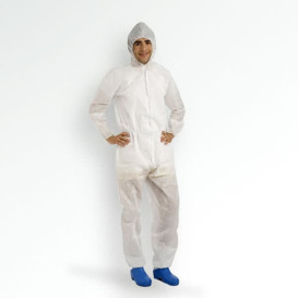 Disposable Plastic Coverall "TST" PP Hood Zipper 35g Size M (1 Unit) 