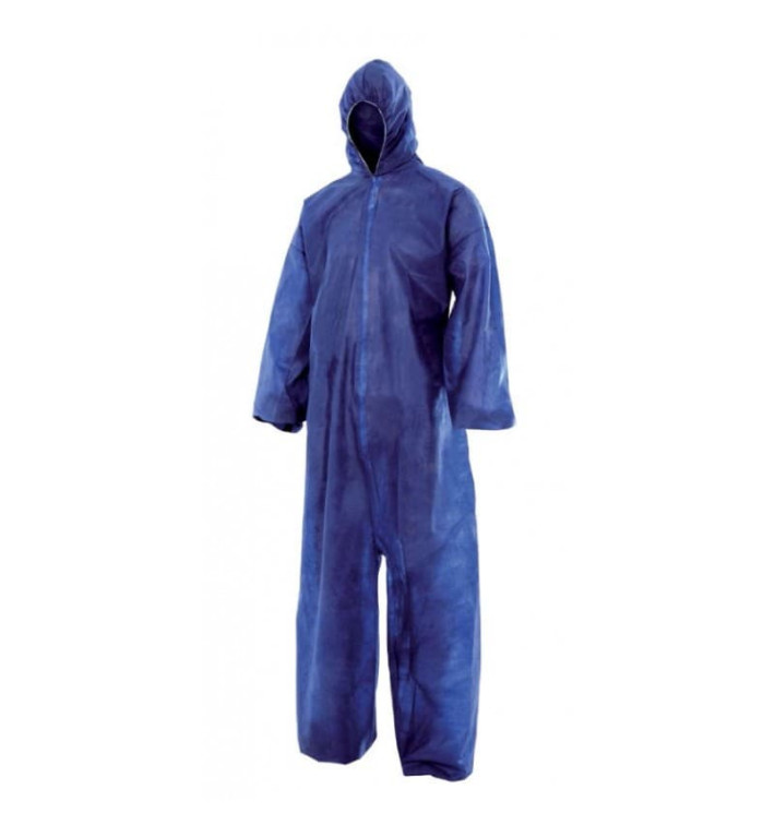 Disposable Plastic Coverall "TST" PP Hood Zipper Size XXL Blue (50 Units) Disposable Plastic Coverall "TST" PP Hood Zipper Size XXL Blue (50 Units)