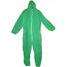 Disposable Plastic Coverall "TST" PP Hood Zipper Size XXL Green (50 Units)