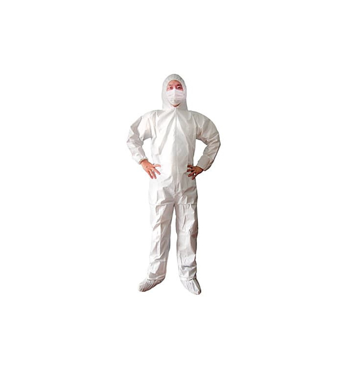 Disposable Plastic Coverall "TST" PP Hood Zipper Size XXL (50 Units)