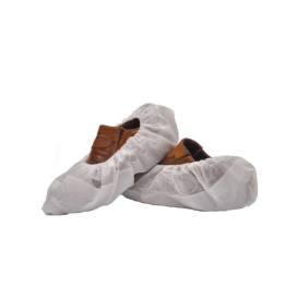 Disposable Plastic Shoe Covers with Reinforce Sole TST PP CPE White (50 Units)