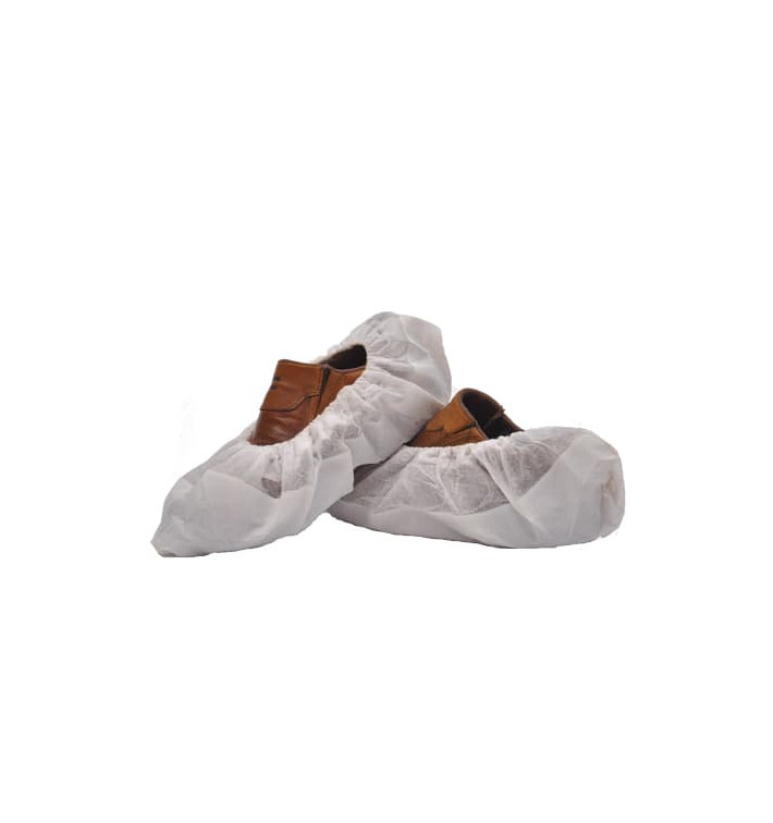 Disposable Plastic Shoe Covers with Reinforce Sole TST PP CPE White (50 Units)