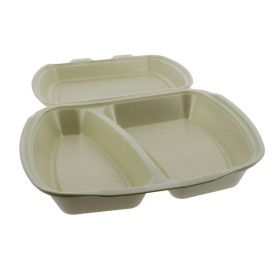 Foam Lunch Box 2 Compartments Champagne 2,40x2,10x0,70cm (250 Units)