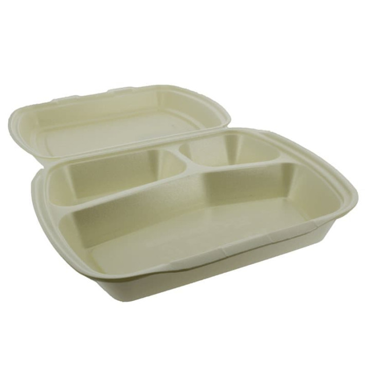 Foam Lunch Box 3 Compartments Champagne 2,40x2,10x0,70cm (250 Units) Foam Lunch Box 3 Compartments Champagne 2,40x2,10x0,70cm (250 Units)