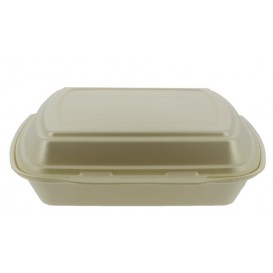 Foam Lunch Box 3 Compartments Champagne 2,40x2,10x0,70cm (125 Units) 