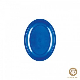 Plastic Platter Oval Shape Mediterranean Blue "Round" PP 25,5 cm (50 Units) 