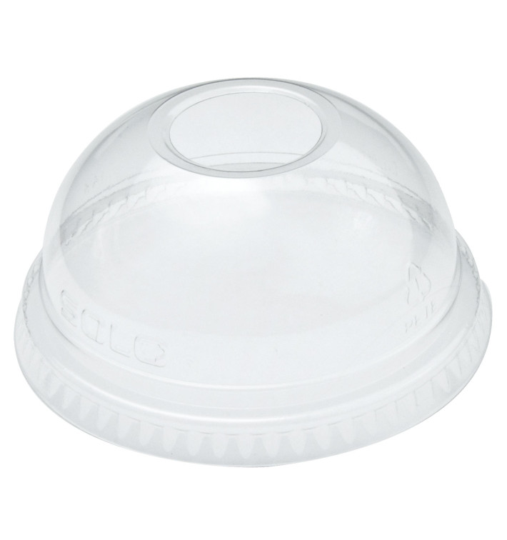 Plastic Dome Lid with Hole PET Crystal Ø7,8cm (1000 Units)