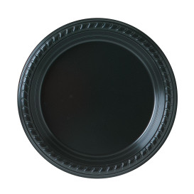 Plastic Plate Party PS Flat Black 18 cm (500 Units)