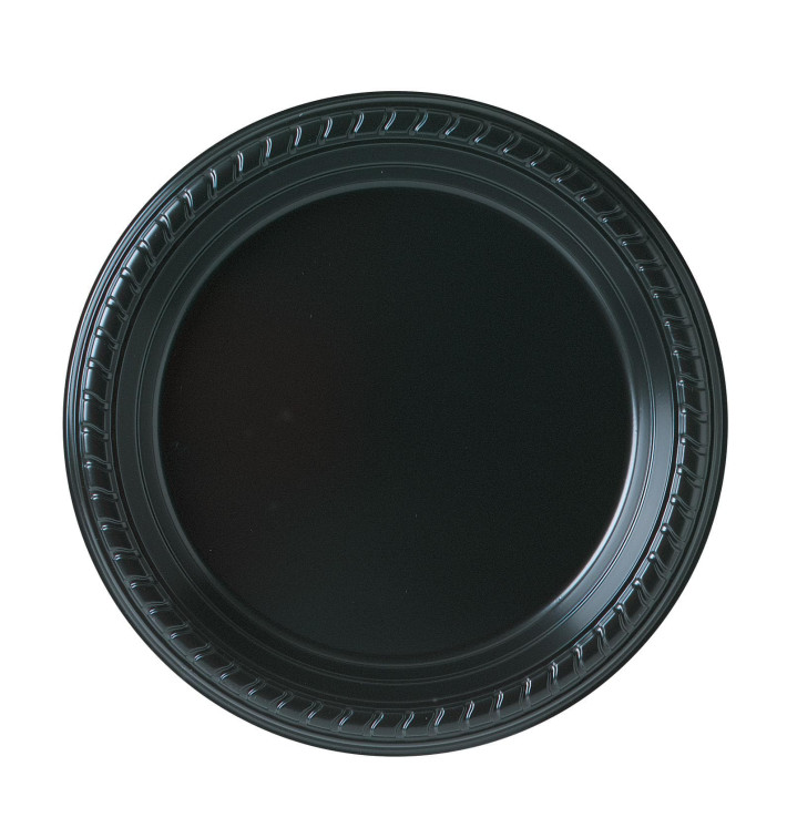 Plastic Plate Party PS Flat Black 18 cm (25 Units) Plastic Plate Party PS Flat Black 18 cm (25 Units)