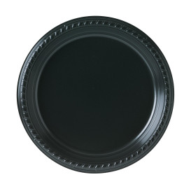 Plastic Plate Party PS Flat Black 23 cm (25 Units) 