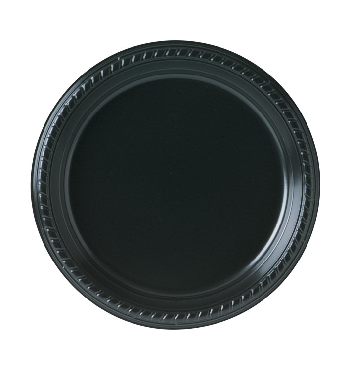 Plastic Plate Party PS Flat Black 23 cm (25 Units) Plastic Plate Party PS Flat Black 23 cm (25 Units)