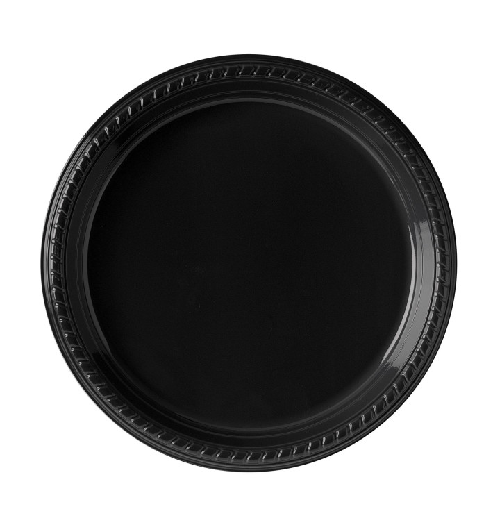 Plastic Plate Party PS Flat Black 26 cm (500 Units) Plastic Plate Party PS Flat Black 26 cm (500 Units)