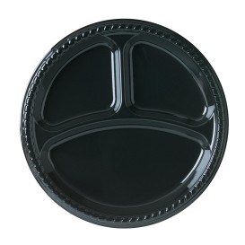 Plastic Plate Party PS Flat Black 3C 26 cm (25 Units) 