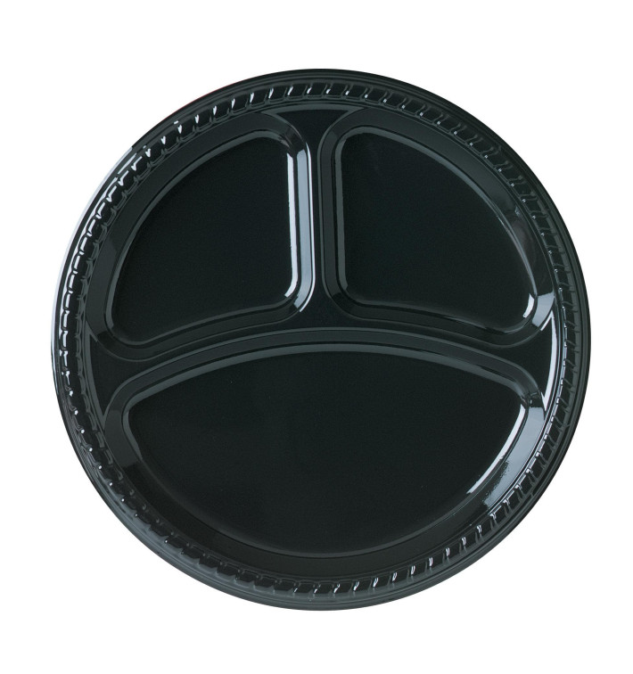 Plastic Plate Party PS Flat Black 3C 26 cm (500 Units) Plastic Plate Party PS Flat Black 3C 26 cm (500 Units)