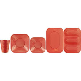 Plastic Plate PP "X-Table" Square shape Orange 18 cm (8 Units) 