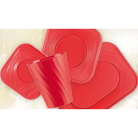 Plastic Plate PP "X-Table" Square shape Red 18 cm (8 Units) 