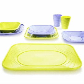 Plastic Plate PP "X-Table" Square shape Violet 18 cm (120 Units)