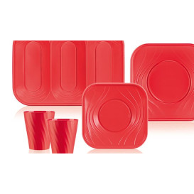 Plastic Tray Microwavable "X-Table" 3C Red 33x23cm (2 Units) 