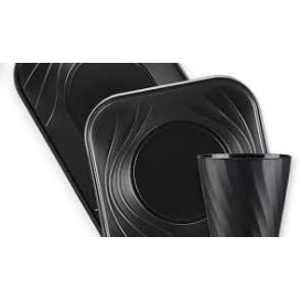 Plastic Tray Microwavable "X-Table" Black 33x23cm (60 Units)