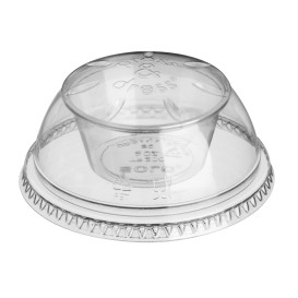 Plastic Lid with Portion Cup PET Crystal "Press&Dress" Ø9,2cm (50 Units) 