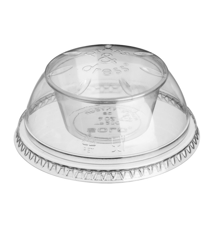 Plastic Lid with Portion Cup PET Crystal "Press&Dress" Ø9,2cm (50 Units) 