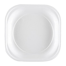 Plastic Plate PS PS Square shape White 20x20 cm (50 Units) 