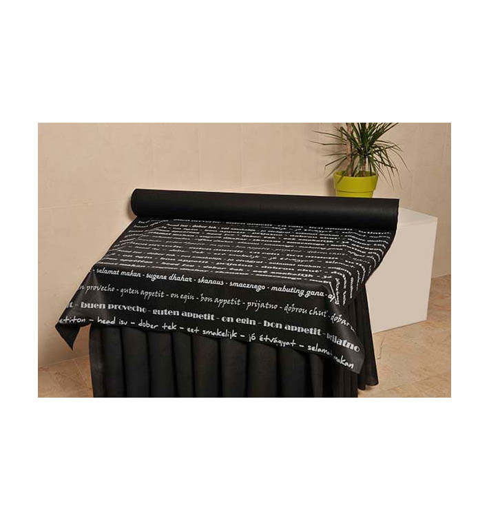Novotex Tablecloth Roll Black "Buen Provecho" P40cm 1,2x50m (1 Unit) Novotex Tablecloth Roll Black "Buen Provecho" P40cm 1,2x50m (1 Unit)