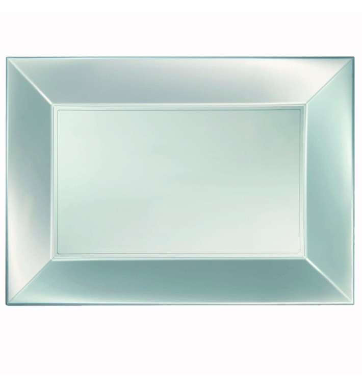 Plastic Tray Microwavable Silver "Nice" 34,5x23cm (6 Units) Plastic Tray Microwavable Silver "Nice" 34,5x23cm (6 Units)