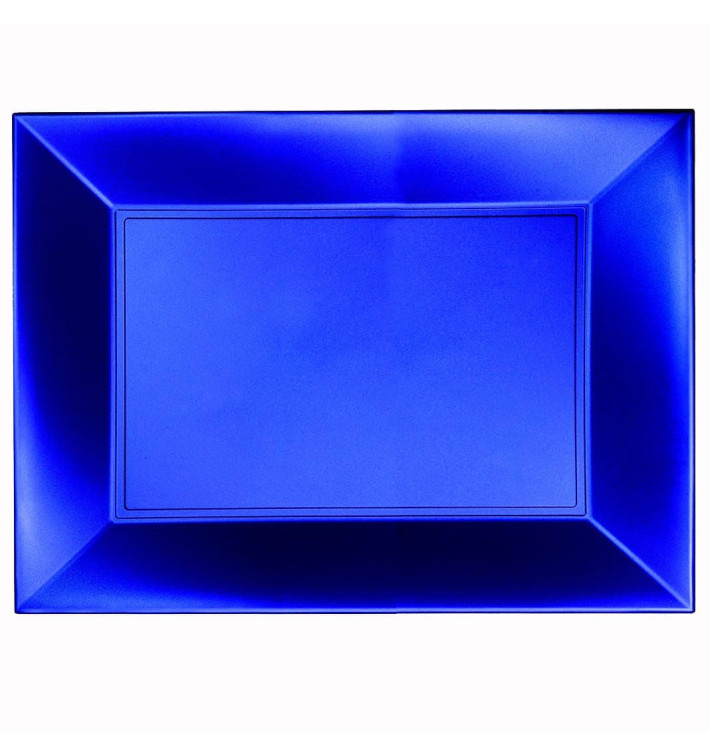Plastic Tray Microwavable Blue "Nice" 34,5x23cm (6 Units) Plastic Tray Microwavable Blue "Nice" 34,5x23cm (6 Units)