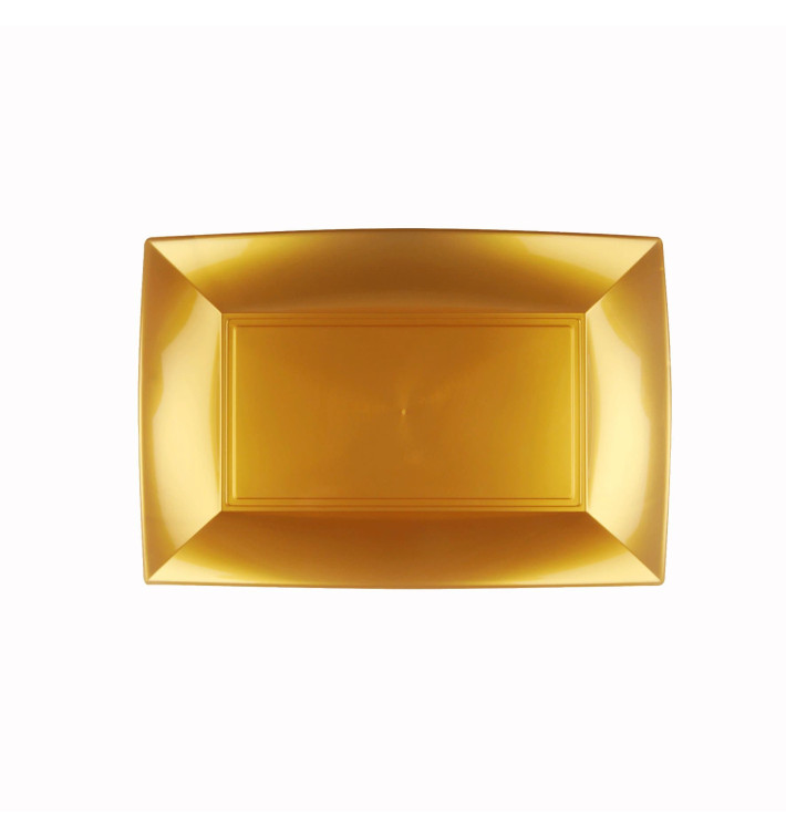 Plastic Tray Microwavable Gold "Nice" 28x19cm (12 Units) Plastic Tray Microwavable Gold "Nice" 28x19cm (12 Units)