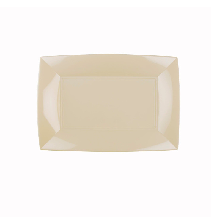Plastic Tray Microwavable Cream "Nice" 28x19cm (12 Units) Plastic Tray Microwavable Cream "Nice" 28x19cm (12 Units)