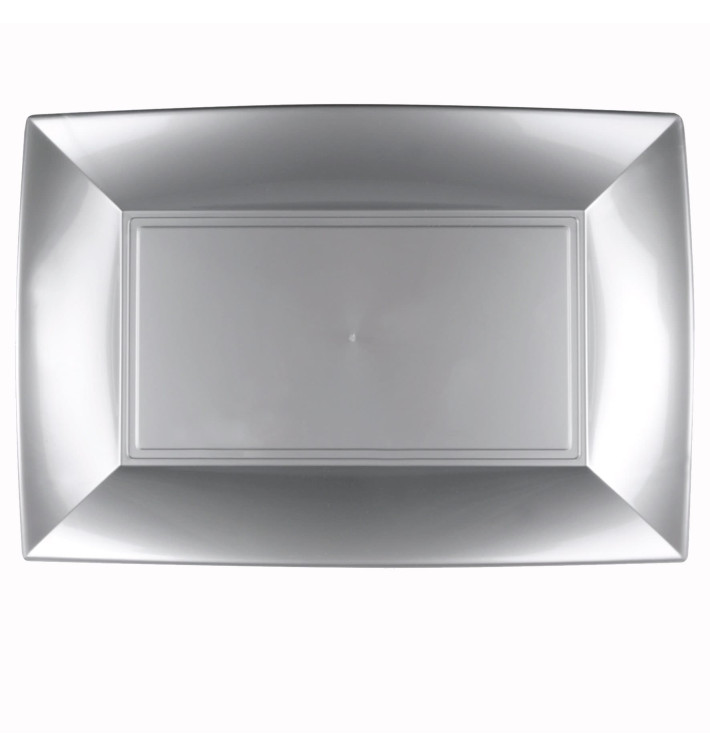 Plastic Tray Microwavable Grey "Nice" 34,5x23cm (6 Units) Plastic Tray Microwavable Grey "Nice" 34,5x23cm (6 Units)