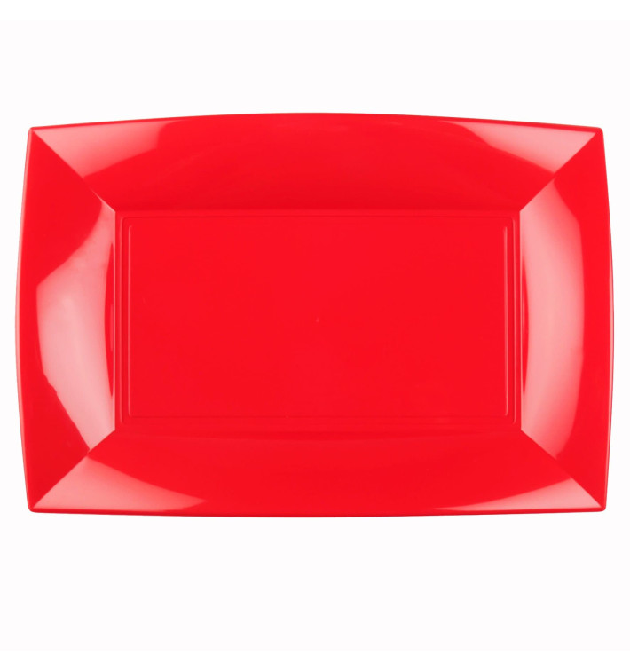 Plastic Tray Microwavable Red "Nice" 34,5x23cm (6 Units) Plastic Tray Microwavable Red "Nice" 34,5x23cm (6 Units)