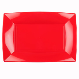 Plastic Tray Microwavable Red "Nice" 34,5x23cm (60 Units)