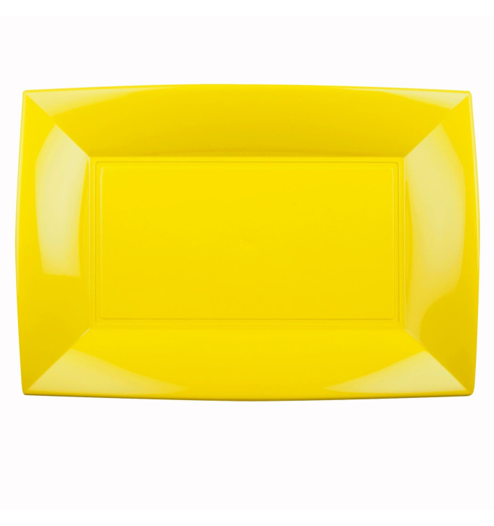 Plastic Tray Microwavable Yelow "Nice" 34,5x23cm (6 Units) Plastic Tray Microwavable Yelow "Nice" 34,5x23cm (6 Units)