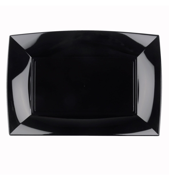 Plastic Tray Microwavable Black "Nice" 34,5x23cm (60 Units) Plastic Tray Microwavable Black "Nice" 34,5x23cm (60 Units)
