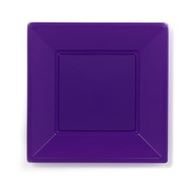 Plastic Plate Flat Square shape Lilac 23 cm (750 Units)