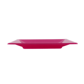 Plastic Plate Flat Square shape Fuchsia 17 cm (25 Units) 