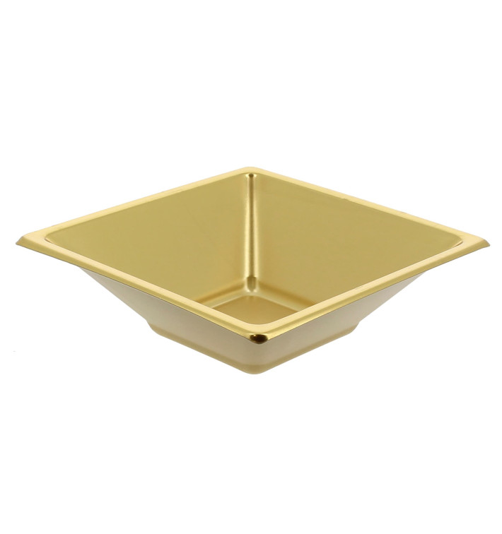 Plastic Bowl PS Square shape Gold 12x12cm (25 Units) Plastic Bowl PS Square shape Gold 12x12cm (25 Units)